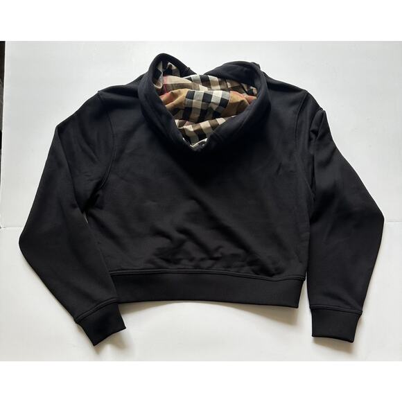 Burberry Talley Logo Checked Sweatshirt with Hoodie Black S 8084391 NWT $760 - Picture 11 of 16
